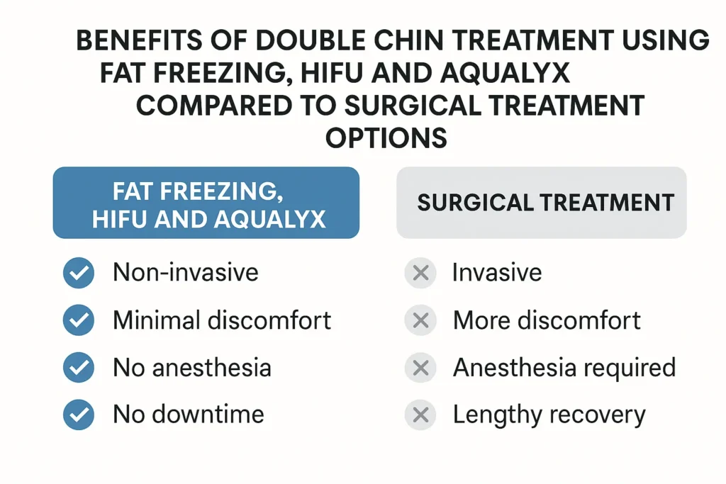 Graphic about the benefits of double chin treatment Bethnal Green - from LA LIPO