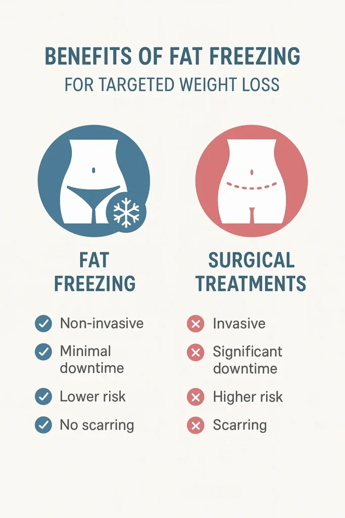 graphic showing the benefits of fat freezing Bethnal Green