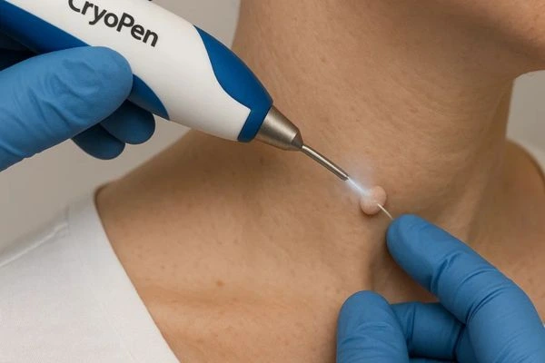 Person receiving Cryotherapy skin tag removal Bethnal Green